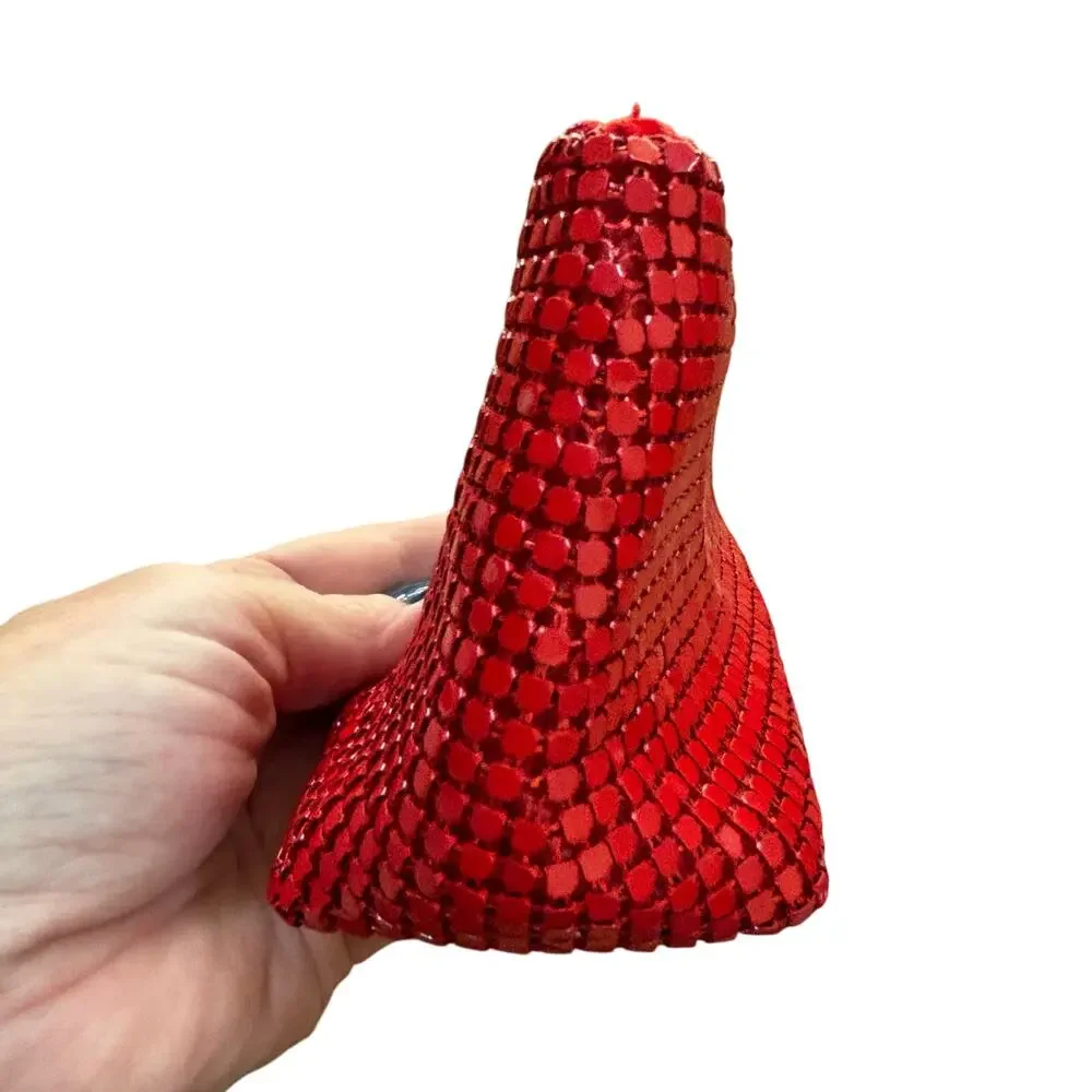 Christina Aquilera red metal mesh wallet pouch evening bag zip top mini purse